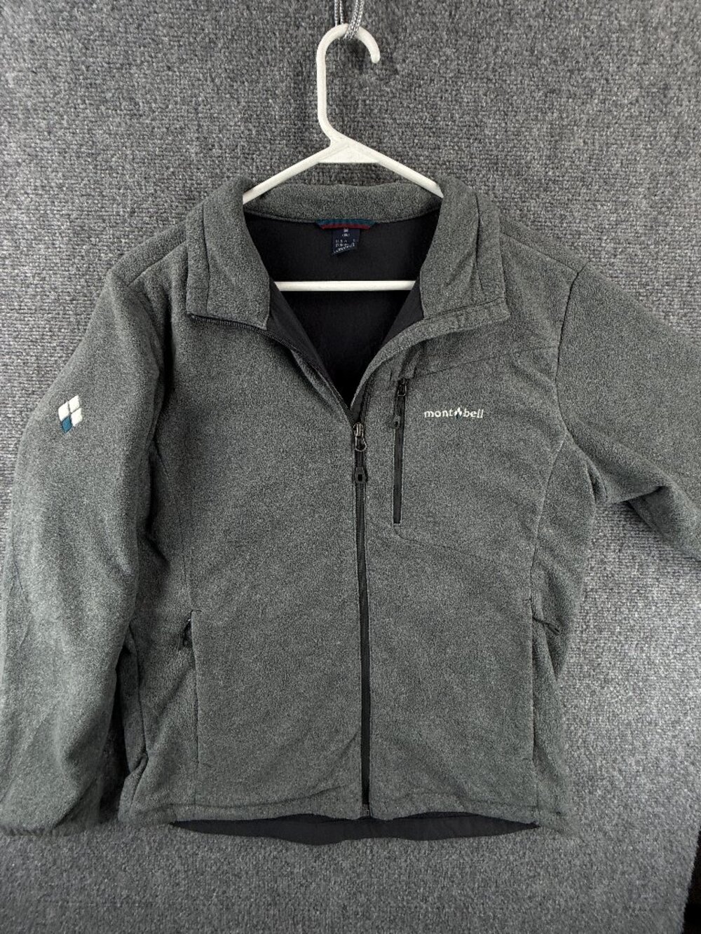 Montbell Lined Fleece Logo Women Jacket Gray Medium Polyester Solid Adult